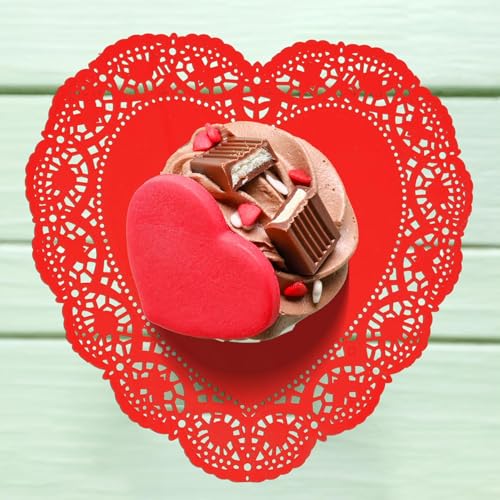 10-Inch Heart Doilies - 25 Pcs Red Valentine Craft Set