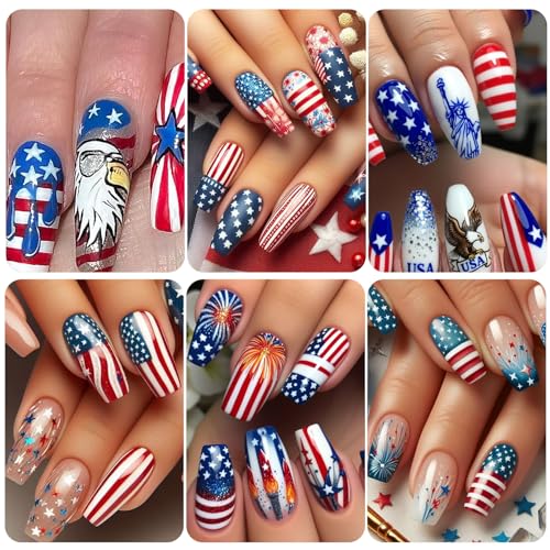 5D Embossed 4th of July Nail Stickers Patriotic Independence Day Decals