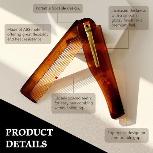 Zoolinn Folding Pocket Comb, 6.69-Inch Amber Finish Fine Tooth Grooming