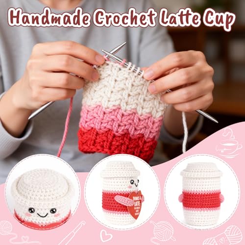 Teacher Appreciation Gift - Handmade Crochet Latte with Message Card