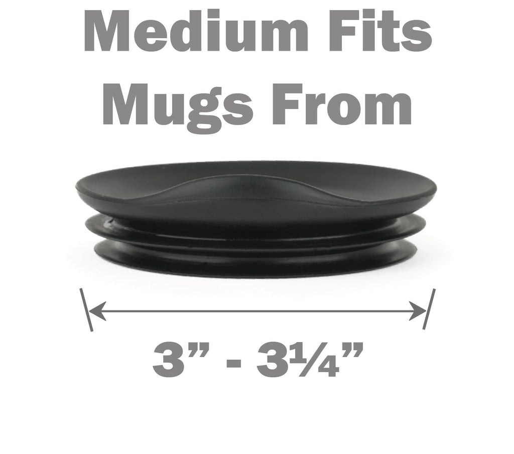 Porta Via Reusable Silicone Coffee Cup Lid - Medium Size, Black