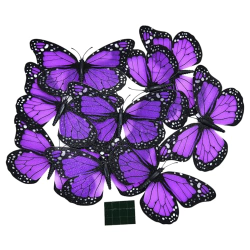 AQUEENLY Monarch Butterfly Decorations - 12 Premium Purple Wall Decor