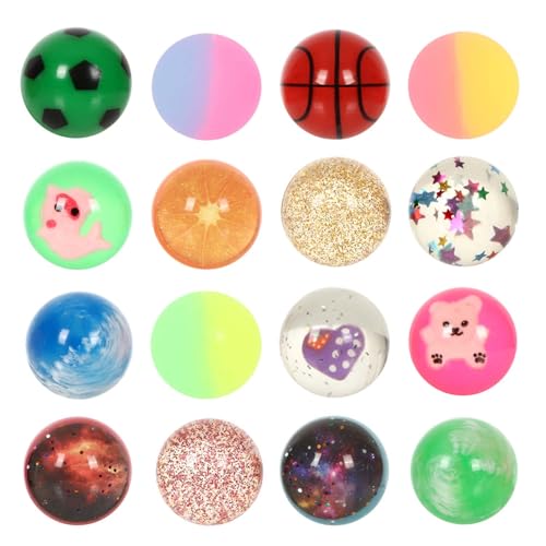 Assorted Small Bouncy Balls for Kids - 16pcs Party Favors