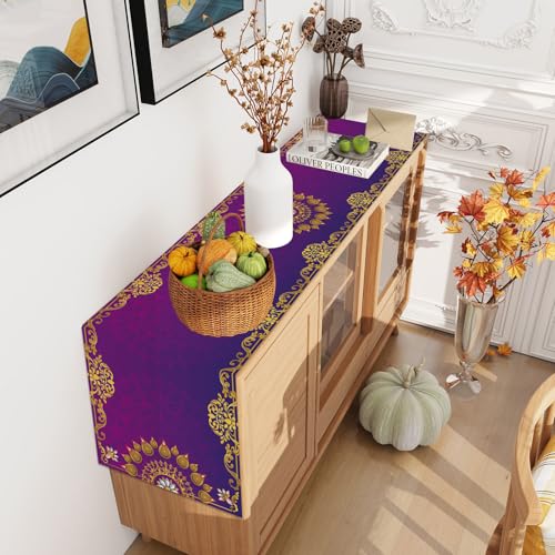 Diwali Table Runner - Indian Deepavali Decorations for Home Decor, 13 x 90 inches