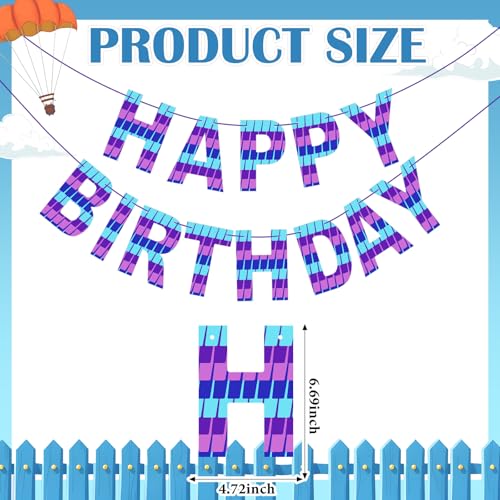 VitalCozy Video Game Happy Birthday Banner - Pre-Strung Party Decoration
