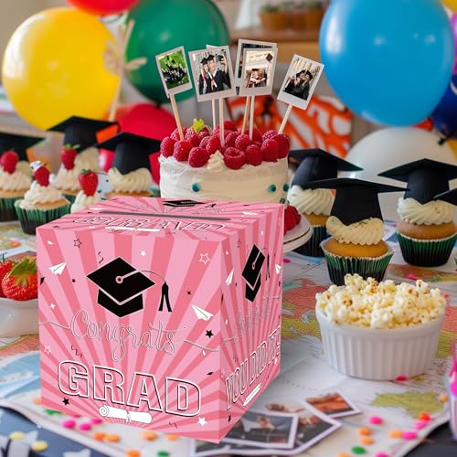 Pink Graduation Card Box for Class of 2026 Decorations