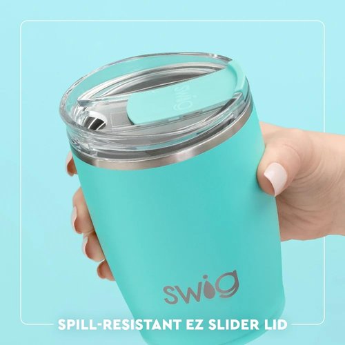 Swig Life 12oz Insulated Tumbler, Travel Coffee Tumbler with Lid, Cup Holder Friendly Travel Coffee Mug, Stainless Steel, 12 oz Reusable Insulated Coffee Mug (Saturdays in Norman)