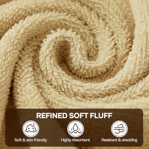 Beige 60 Pack Cotton Washcloths - 12x12 Inches, Soft & Absorbent