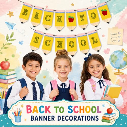Pre-String Back to School Pencil Banner Decorations, 10FT Classroom Decor