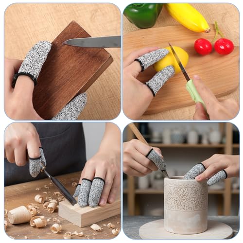 60 Pcs Breathable Cut Resistant Finger Cots Reusable Durable Non Slip Finger Thumb Protector Fingertip Covers Cut Resistant Fingertip Protectors for Kitchen Food Cutting Sculpture Work Supplies