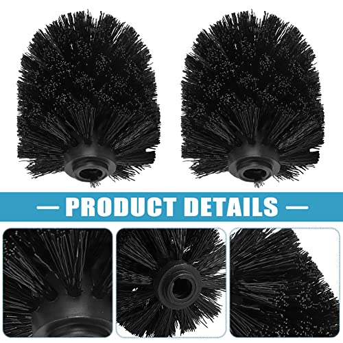 2PCS Toilet Bowl Brush Replacement Head - Black, 12mm Threaded Brush Refill