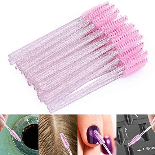 Tbestmax 100-Pack Disposable Eyelash Brushes & Mascara Wands - Pink