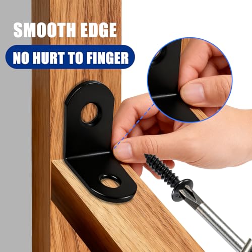 22pcs L Bracket Corner Brace Set 20mm Black Stainless Steel Shelf Support