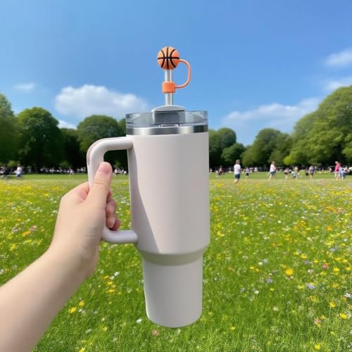 Silicone Straw Cover for Stanley Cup - 10mm Basketball Topper