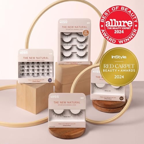 KISS The New Natural False Eyelashes Glowy Skin 12mm Natural Volume Reusable