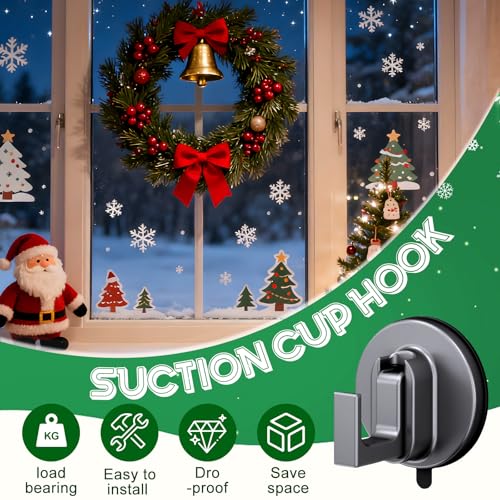 2-Pack Heavy Duty Suction Cup Hooks for Shower, Wreaths, and Towels