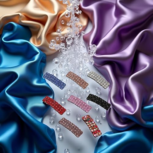 Jinshining Red Rhinestone Hair Clips 2-Piece Set Luxury Korean Style Rectangular Barrette Hairpins for Women Wedding and Party