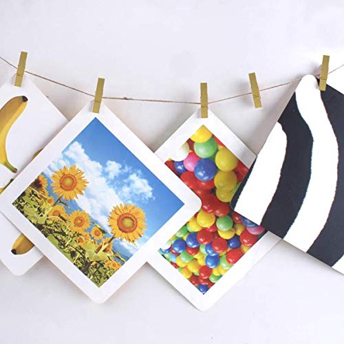 50pcs Mini Gold Wooden Clothespins 3.5cm with Jute Twine for Photo Display