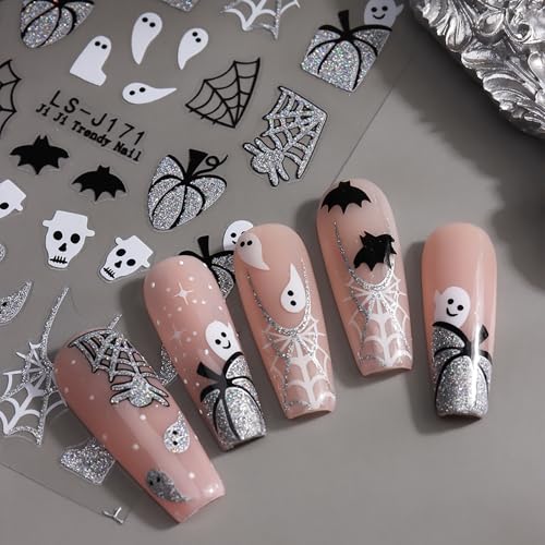 Halloween Nail Stickers 6 Sheets Self-Adhesive Glitter Decals