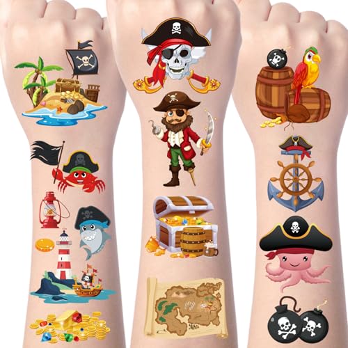 Gameza Pirate Temporary Tattoos - 200+ Party Favors & Skull Crew Designs