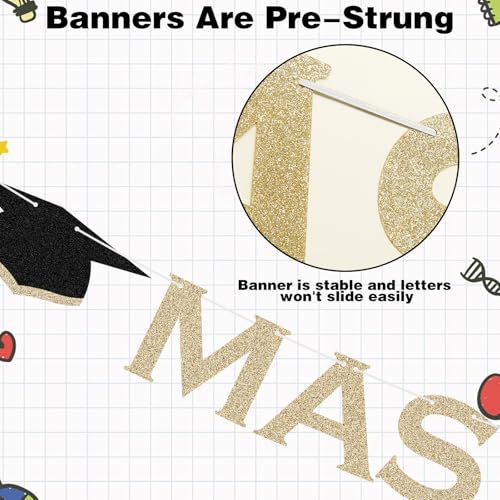 Graduation Party Banner - Pre-Installed Glitter Decorations