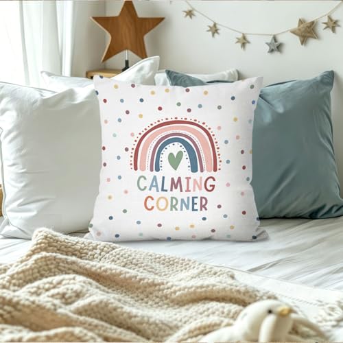 Calm Down Corner Pillow Cover 18x18 - Counseling Office Decor for Students