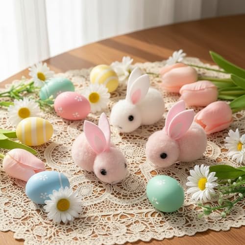 Plush Bunny Hair Clips - Cute Fluffy Rabbit Hair Claws Set for Women