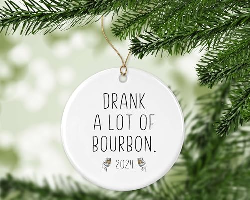 Bourbon Whiskey Ceramic Christmas Ornament - Double-Sided Holiday Gift
