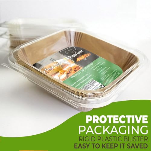 2 Qt Square Air Fryer Liners - 130 Pcs for Mini Air Fryers, Heat-Resistant, BPA-Free