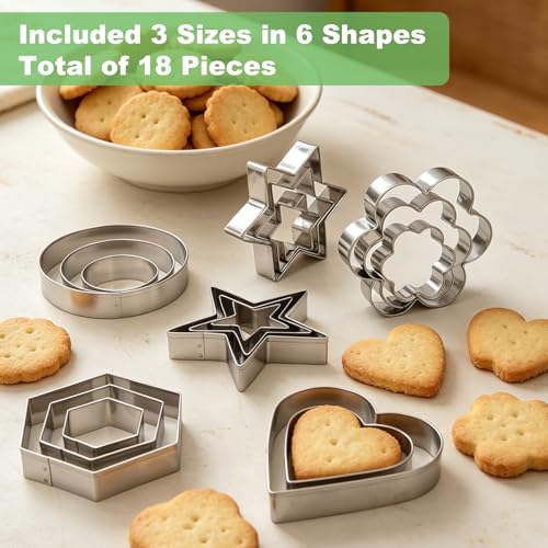 Kukingdom Stainless Steel Cookie Cutter Set - 18 Piece Variety Pack