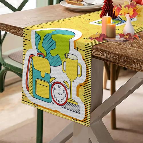 Back to School Table Runner 13x72 Inches | Durable Polyester Decor