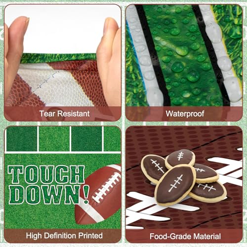 Football Party Tablecloths - 2 Pack Disposable Plastic Table Covers 108x54"