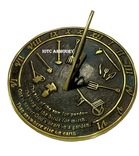 Garden Sundial 10 Inch Brass Decorative Outdoor Sun Clock for Garden & Yard
