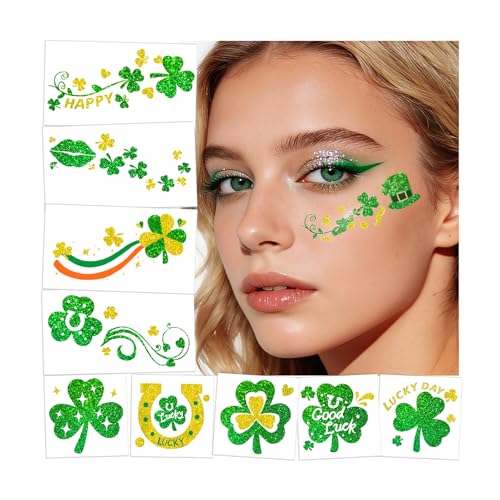 St. Patrick's Day Glitter Temporary Tattoos - 95 Styles Shamrock Fake Tattoos