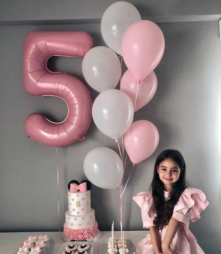 Pearlescent Pink Number 8 Balloon - 40 Inch Giant Foil Balloon for 8th Birthday Party Decorations