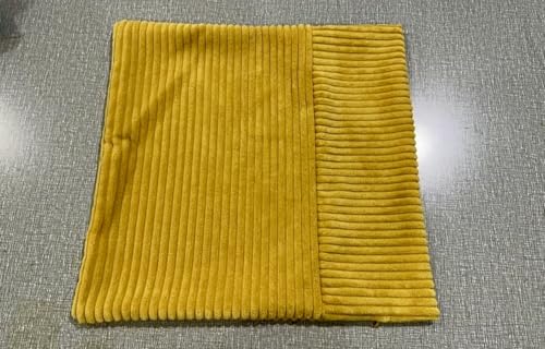 Bliss & Rest Yellow Corduroy Throw Pillow Covers Set of 2 - 18x18 Inch Geometric Design