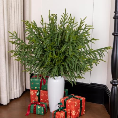 36 Inch Artificial Norfolk Pine Stems - Long Realistic Branches for Holiday Decor - 10 Pack