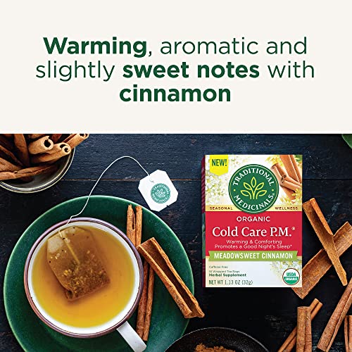 Organic Cold Care PM Herbal Tea for Sleep & Respiratory Health - 32 Bags