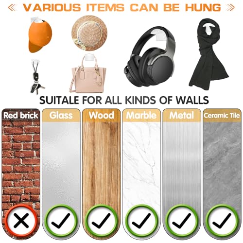 Adhesive Hat Hooks for Wall - 12 PCS White Minimalist Baseball Cap Rack