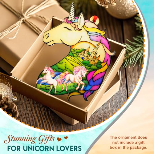 Rainbow Unicorn Ornament - 2-Layer Wood & Acrylic Christmas Decor