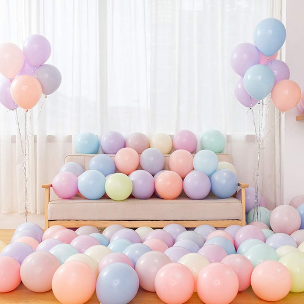 Skiennix 5-Inch Pastel Latex Balloons - 200-Pack Rainbow Macaron Candy Party Decorations for Weddings & Birthdays
