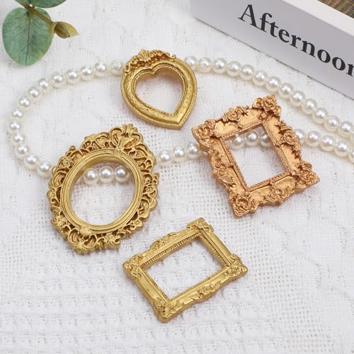 12 Pcs Vintage Mini Gold Picture Frames, Antique Resin Baroque Photo Frames