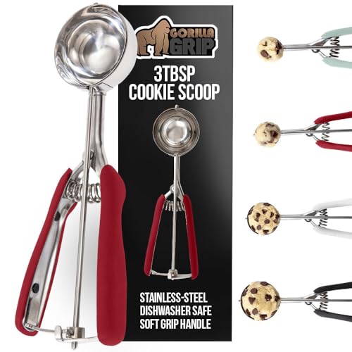 Gorilla Grip Stainless Steel Cookie Scoop 3 Tbsp Red - Durable Food-Grade Utensil
