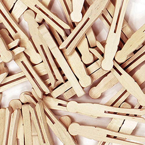 Chenille Kraft 3.75-inch Flat Slotted Clothespins - Pack of 40 Natural Wood Craft Pins
