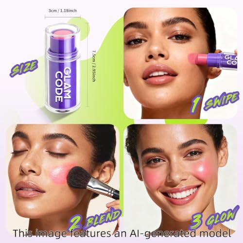 Glam Code Multi-Use Cream Blush Stick for Cheeks, Lips & Eyes - 03