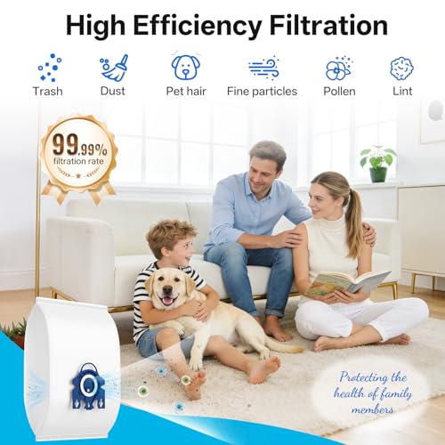 3-Pack Miele GN Vacuum Bags, 3D Efficiency Dust Bags with 5-Layer Filtration