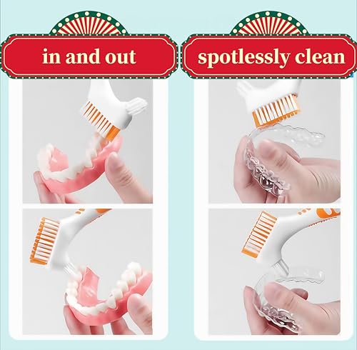 RyanDesign Denture Cleaning Brush 2-Pack with Dual-Angle Heads