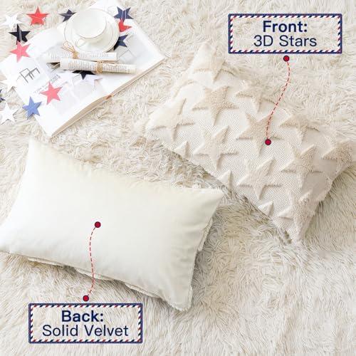 OTOSTAR Patriotic 4th of July Lumbar Throw Pillow Cover, 12x20 Inch Cream