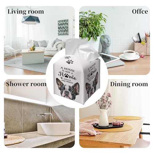 French Bulldog Tissue Box Cover - Square PU Leather Holder