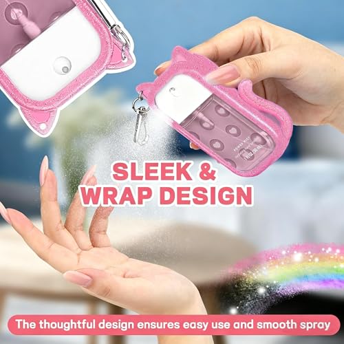 Cat Silicone Case for Touchland Hand Sanitizer Spray with Keychain & Charms